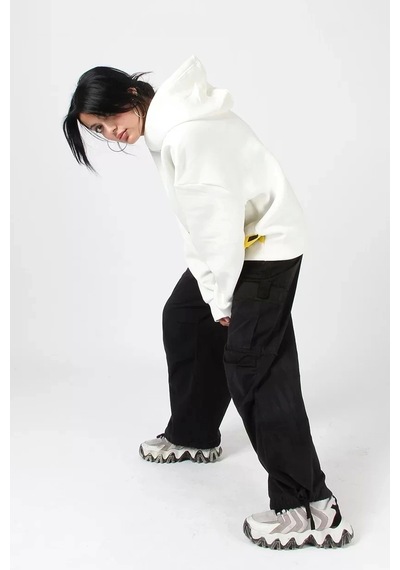 Startmore Why Not Baskılı Beyaz Oversize Unisex Kapüşonlu Beyaz