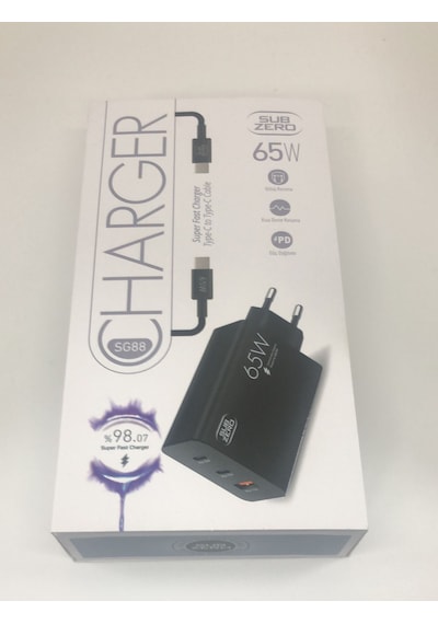 Subzero Honor Magic7 Lite Uyumlu 3 Girişli Usb+pd+pd 65w Süper Fast Type-c Şarj Aleti + Kablo