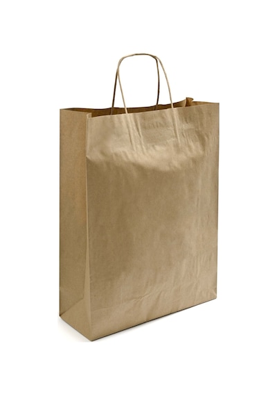 Kağıt Çanta Burgu Saplı 31x41x12cm Körük - Kraft 25 Adet