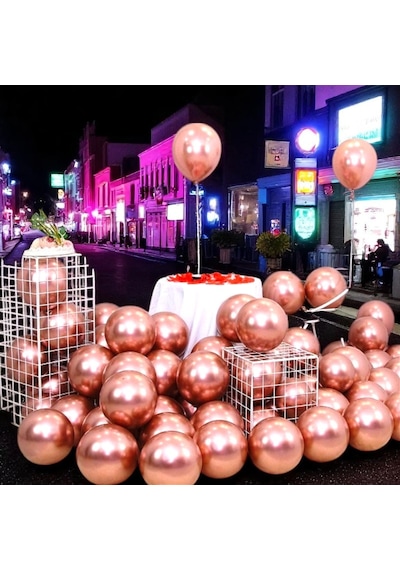 Ultra Yüksek Kalite 50 Adet Rose Gold Krom Balon Aynalı Balon Parlak Metalik Krom Rose Gold Balon Rose Gold