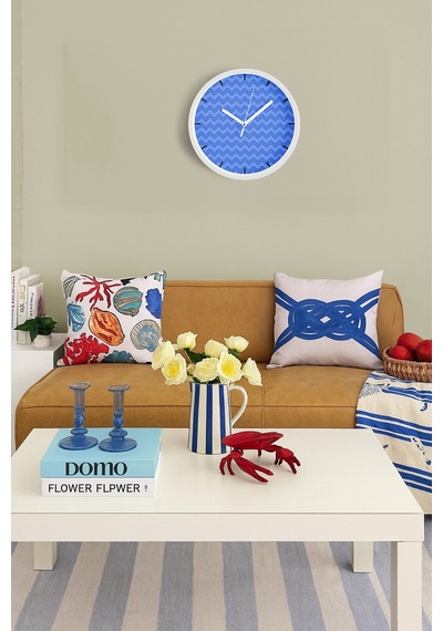 Dalgalı Tasarım Modern Duvar Saati - 30cm - Önü Camlı Beyaz Kasa - Sessiz Mekanizma Beyaz