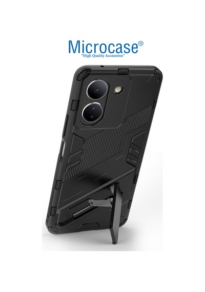 Vivo Y36 Matrix Serisi Armor Standlı Kılıf - Siyah Al3416