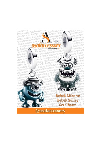 Bebek Mike Ve Bebek Sulley Set Charm Gümüş