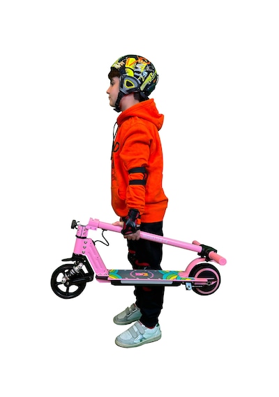 Electron S5 Elektrikli Çocuk Amortisörlü Led'li Scooter Pembe + Dizlik Dirseklik Pembe