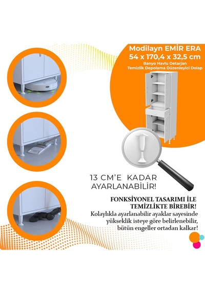 Emir Era 55 X 170,4 X 32,5 Cm Mutfak Dolabı 4 Kapaklı Tek Çekmeceli Çok Amaçlı Dolap Beyaz Emir Era 55 X 170,4 X 32,5 Cm Mutfak Dolabı 4 Kapaklı Tek Çekmeceli Çok Amaçlı Dolap Beyaz