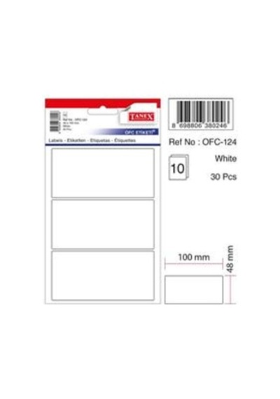 Tanex Ofis Etiketi Poşetli 48x100 Mm Beyaz 10 Yap 30 Etiket