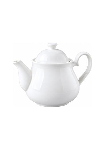 Lexroo Porselen Demlik 650 Ml, Beyaz Kapaklı Çay Demliği, Oval Kulplu Ve Uzun Dökme Ağızlı