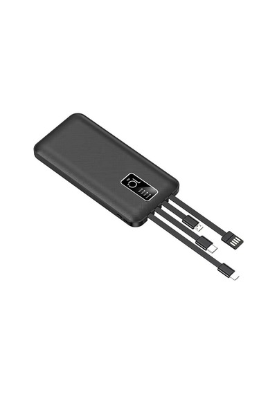 20.000mah 4 Dahili Kablolu Powerbank Çoklu Cihaz Uyumlu Taşınabilir Sarj Cihazı-1701 Siyah
