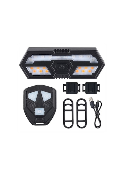 Schulzz Uzaktan Kumandalı Bisiklet Stop Lambası Led Sinyalli, Su Geçirmez, Usb Şarjlı, Alarm Sesli 5m Arka Lamba