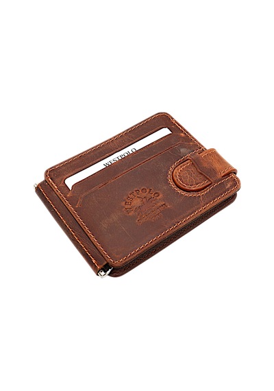 Westpolo Hakiki Eskitme Deri Kuşaklı Kağıt Para Klipsli Unisex Kartlık - G2 Taba-taba G2 Taba-naturel Taba