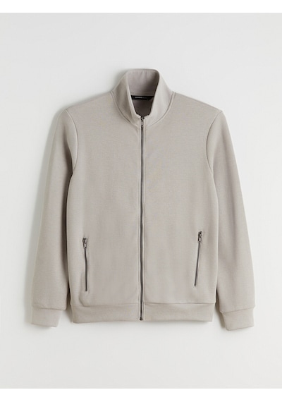 Lcwaıkıkı Classic Gri Dik Yaka Uzun Kollu Erkek Fermuarlı Sweatshirt