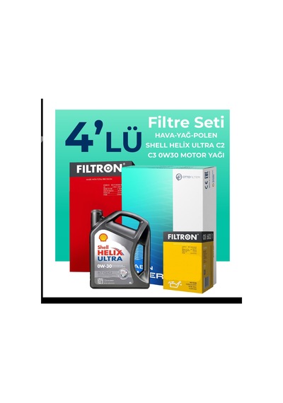 Peugeot 301 1.6 Bluehdi Dizel Filtre Bakım Seti Shell Motor Yağlı 2014-2020 4 Lü 8200BKMFLSHNGFL27538
