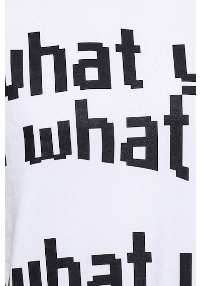 Wessi Beyaz Baskılı Bisiklet Yaka Sweatshirt Beyaz