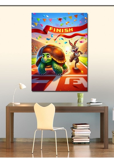 Kanvas Tablo Tavşan Ve Kaplumbağa Hikayesi 50cmx70cm