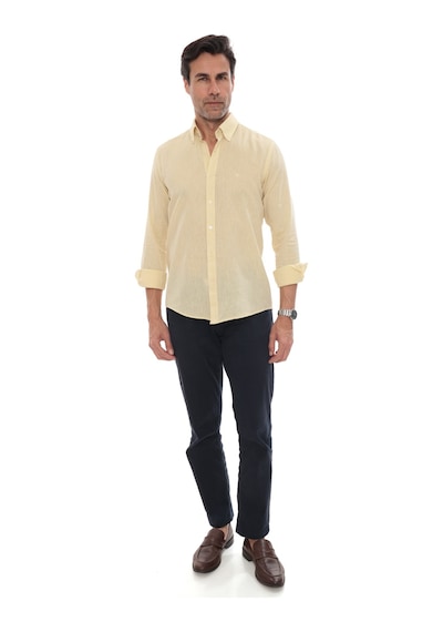 Slim Fit Uzun Kol Yaka Düğmeli Nefes Alan Keten Hediye Kutulu Erkek Gömlek Fs-004548 - Sarı-3232 Slim Fit Uzun Kol Yaka Düğmeli Nefes Alan Keten Hediye Kutulu Erkek Gömlek Fs-004548 - Sarı-3232