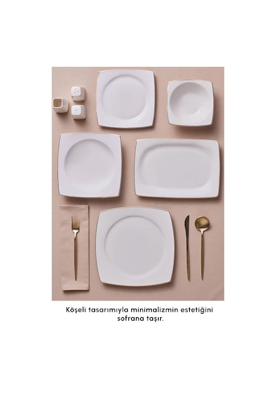 Karaca  Square Bone Jamie 53 Parça 12 Kişilik Yemek Takımı Gold