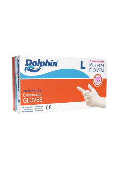 Dolphin Lateks Muayene Eldiveni Pudrasız 100 Adet Beyaz L 3'li Ekonomik Paket - 3 Adet Tarı