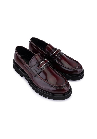 Tamer Tanca Erkek Hakiki Deri Bordo Loafer Ayakkabı 1008 3538 Erk Ayk Sk25-26 Bordo Acma Bordo