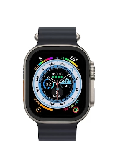Newface Apple Watch Ultra 49mm Alüminyum Kasa Cam Ekran Koruyucu - Siyah