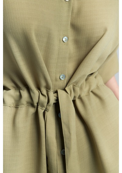 Beli Bağlamalı Kimono Gömlek - Haki-137290
