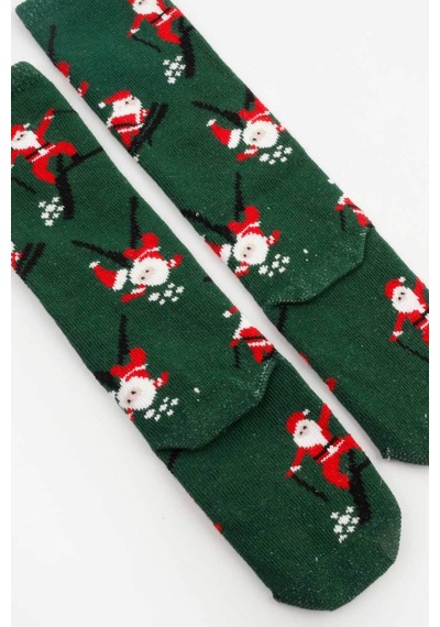 Le Mabelle Yeşil Noel Baba Desenli Kız Çocuk Çorap Yeşil