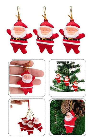 3 Lü Noel Baba Figürlü Yılbaşı Çam Ağacı Süs Seti Noel Adam Yeni