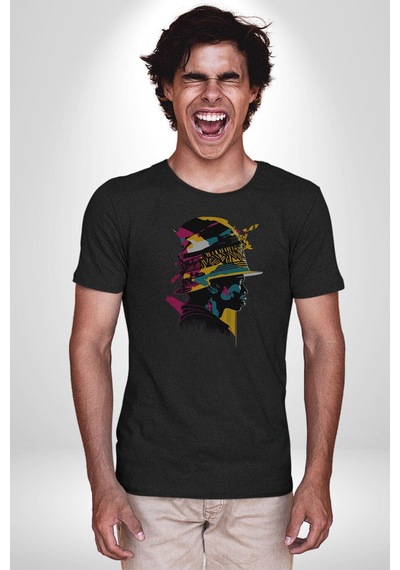 Canlı Afrobeat Füzyon Renkli Siluet Unisex Unisex Siyah Organik Baskılı T-shirt Penye Yüksek Kalite Siyah