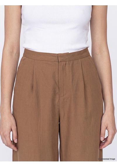 Lcw Modest Bej Regular Fit Kadın Pileli Kumaş Pantolon