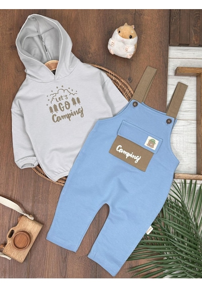 Bebicix Let's Go Sweatshirt Salopet Erkek 2'li Takım Mavi