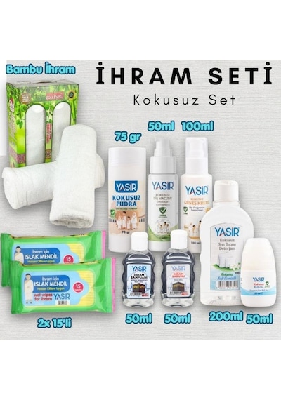 Bambu İhram Ve Kokusuz Hac Umre Seti İhram Ve Kişisel Bakım Ürünleri Hazır Set Beyaz