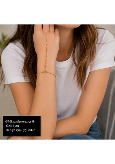 Aurelia Grace Hand Chain Bracelet Minimal Detaylı Şık Şahmeran Bileklik Çok Renkli