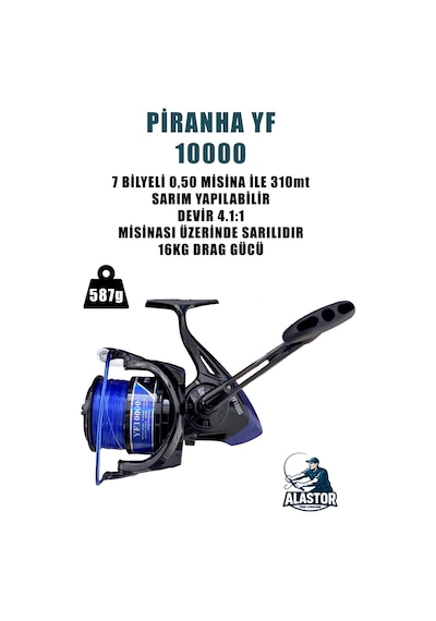Surf Olta Makinesi Piranha Yf 10000 7 Bilyeli 16kg Drag Gücü