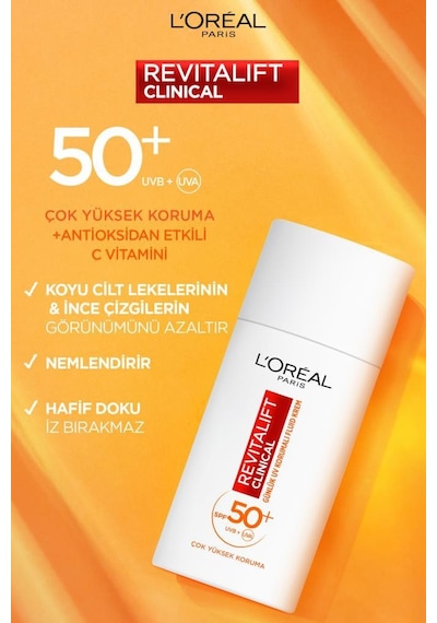 L'Oréal Paris Revitalift Clinical %12 Saf C Vitamini Aydınlatıcı Serum & Spf 50+ Uv Korumalı Yüz Güneş Kremi 50ml pktrvtlftcvtuvkrm-9510