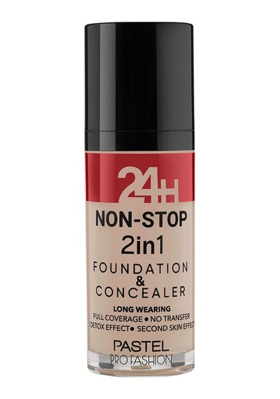 Pastel 24h Non-stop 2in1 Foundation & Concealer - Fondöten & Kapatıcı 602 Porcelain - 6 Adet Tarı 004