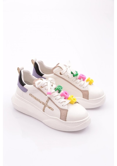 Dgn 1023 Kadin Sneaker Ayakkabi 1023-2007-R145801 Beyaz - Siyah