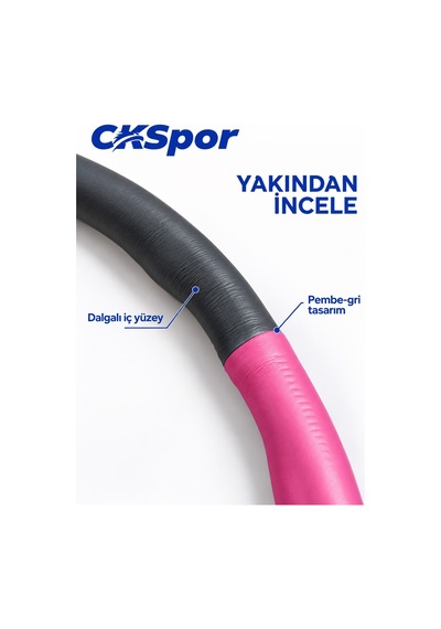 Ckspor Hulahop 93 Cm 1000 Gr 8 Parçalı Dalgalı İç Yüzeyli Egzersiz Çemberi Pembe-gri
