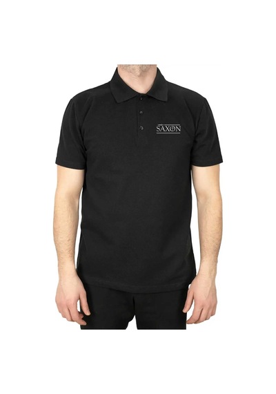 Saxon Logo Polo Yaka Renkli Tişört Gri