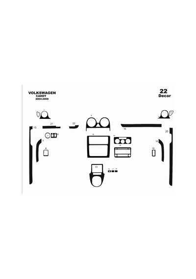 Volkswagen Caddy Torpido Kaplama 2004-2009 22 Parça Piano Black