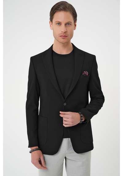 Efor Slim Fit Mono Yaka Torba Cep Çift Yırtmaçlı Casual Siyah Ceket C 711 Siyah Efor Slim Fit Mono Yaka Torba Cep Çift Yırtmaçlı Casual Siyah Ceket C 711 Siyah
