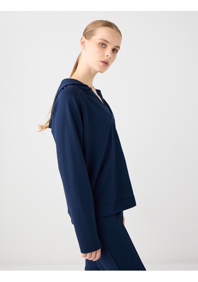 Jimmy Key Jimmy Key Lacivert Uzun Kollu Kapüşonlu Örme Sweatshirt 5ww235917494