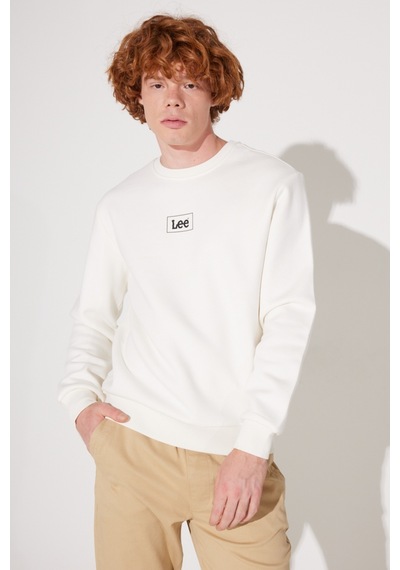 Lee Regular Fit Normal Kesim Sıfır Yaka Sweatshirt L212299102 Kırık Beyaz