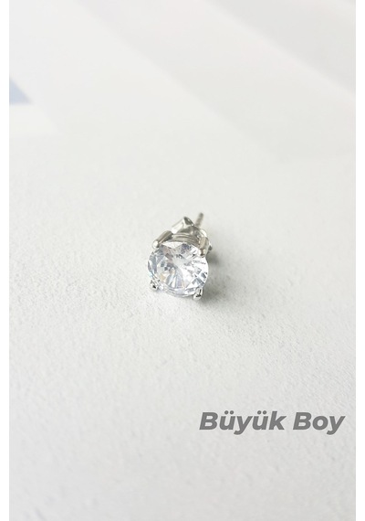 MorMajor Silver Tekli Ithal Büyük Boy Tektaş Gümüş Küpe-7482