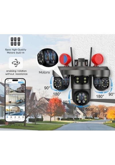 3 Mp + 3mp + 3mp 3 Kameralı Wifi Kablosuz Güvenlik Kamerası Bs-55w