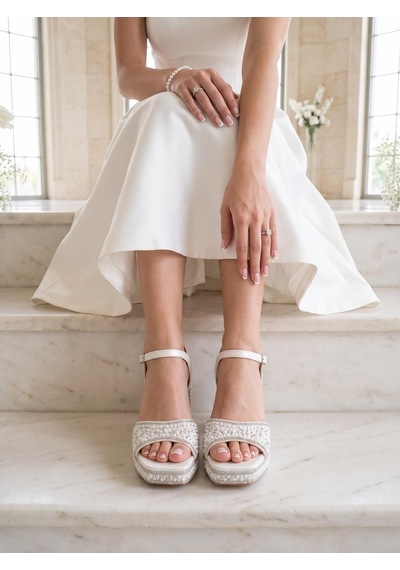 Nesil Shoes Carel 109 Sedef Taşlı Platform Kadın Sandalet