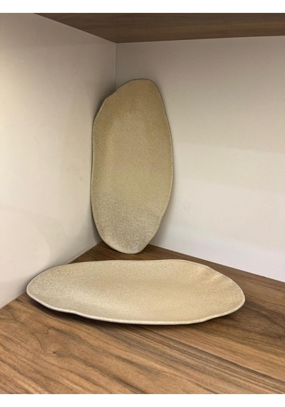 2'li Sahara Tone Dikdörtgen Tabak 36 Cm Yemek/kahvaltı/et/balık/salata/meze Çok Amaçlı Oval Tabak Çok renkli