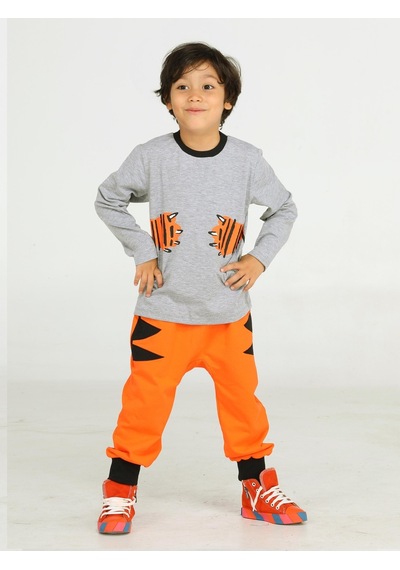 Casabony Tiger Paws Turuncu Pantolon+T-Shirt Takım-Turuncu