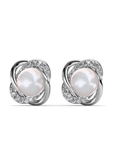Monemel Kristal Taşlı İncili Küpe Altın Kaplama Gümüş - Rodyum