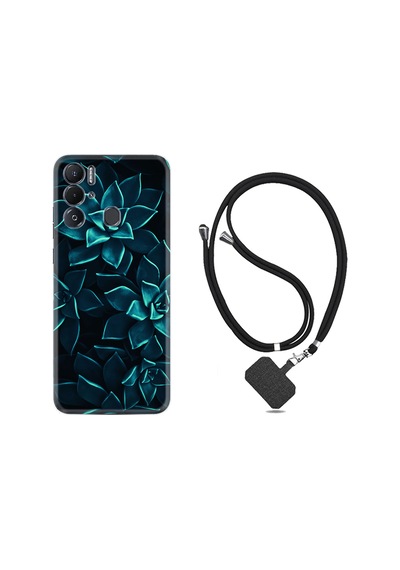 Tecno Pova Neo Kılıf İpli Boyun Askılı Desenli Silikon Mistik Çiçekler 1650