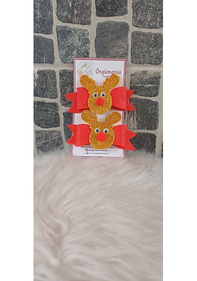 Geyik Yılbaşı Tokası- Çıtçıtlı Toka Kırmızı