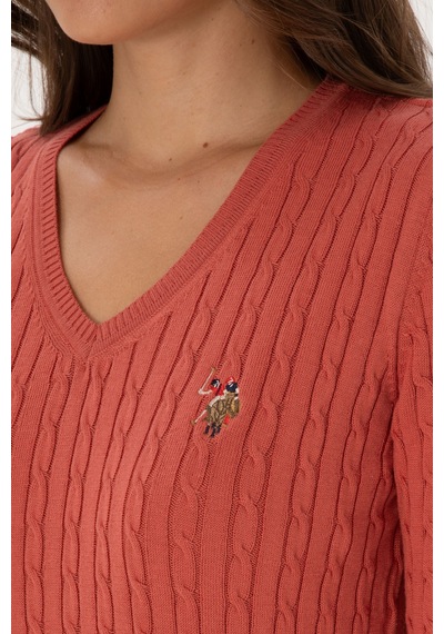 U.S. Polo Assn. Kadın Gül Kurusu V Yaka Basic Kazak 50307700-VR026 U.S. Polo Assn. Kadın Gül Kurusu V Yaka Basic Kazak 50307700-VR026